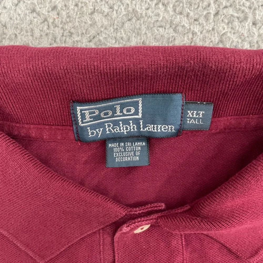 Vintage Polo Ralph Lauren Polo Men XLT Burgundy Preppy Cotton Short Sleeve